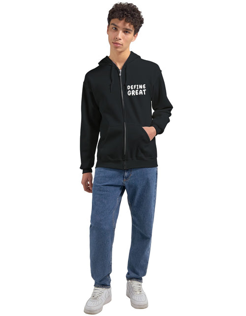 Load image into Gallery viewer, DEFINE GREAT Unisex Zip Hoodie (Back Graphic)
